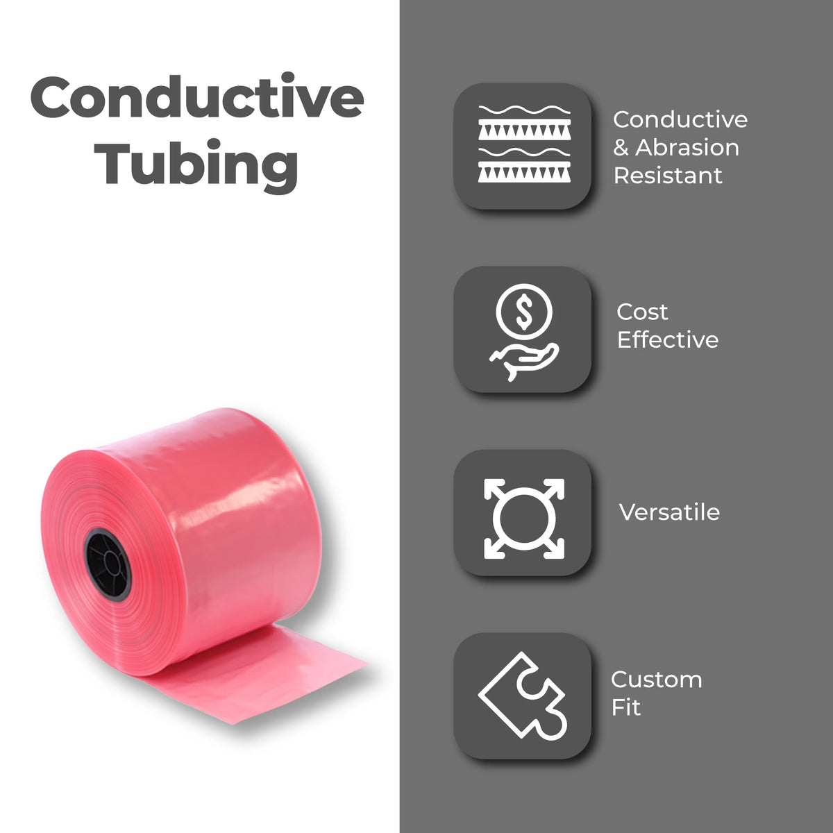 12'x750" Anti-Static Poly Tubing Roll 4 Mil, Pink, 1 Roll E717