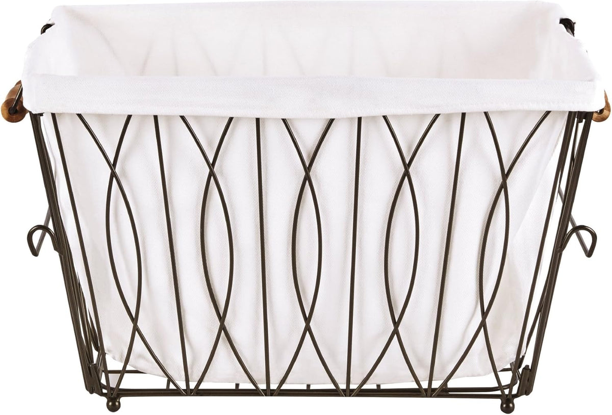 Collapsible Metal Laundry Cart with Removable Basket & Canvas Bag, Antique Black J8944