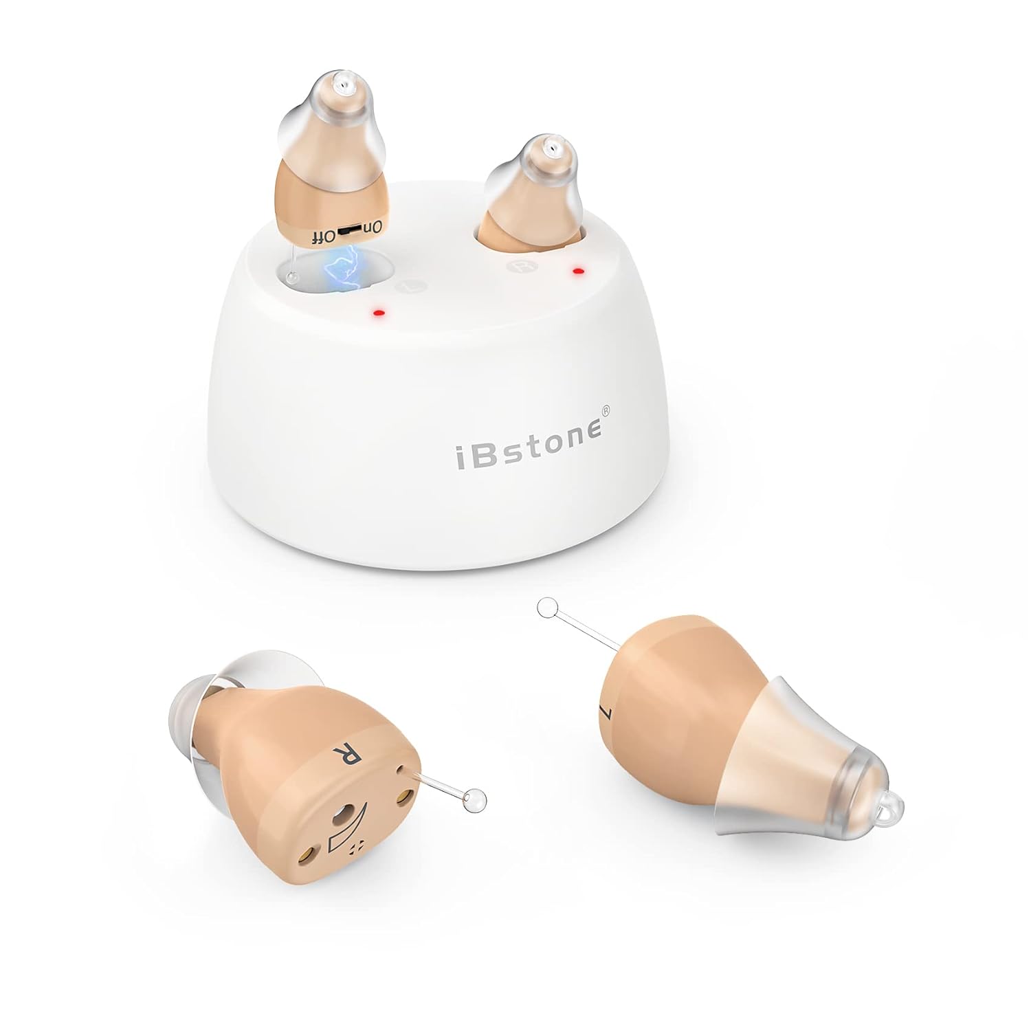 Rechargeable Completely-in-Canal Mini Digital Hearing Amplifier, Blue & Red, Pair Q339041