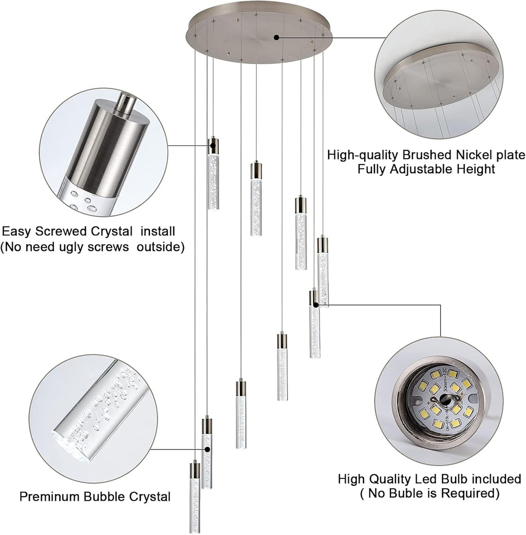 Crystal Chandelier Light Fixture, 9 Lights Y535