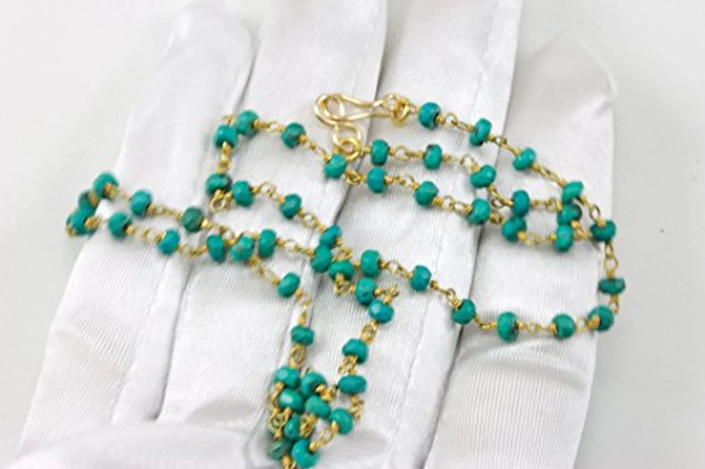 14k Gold Filled Turquoise Beaded Necklace, 18" R838331