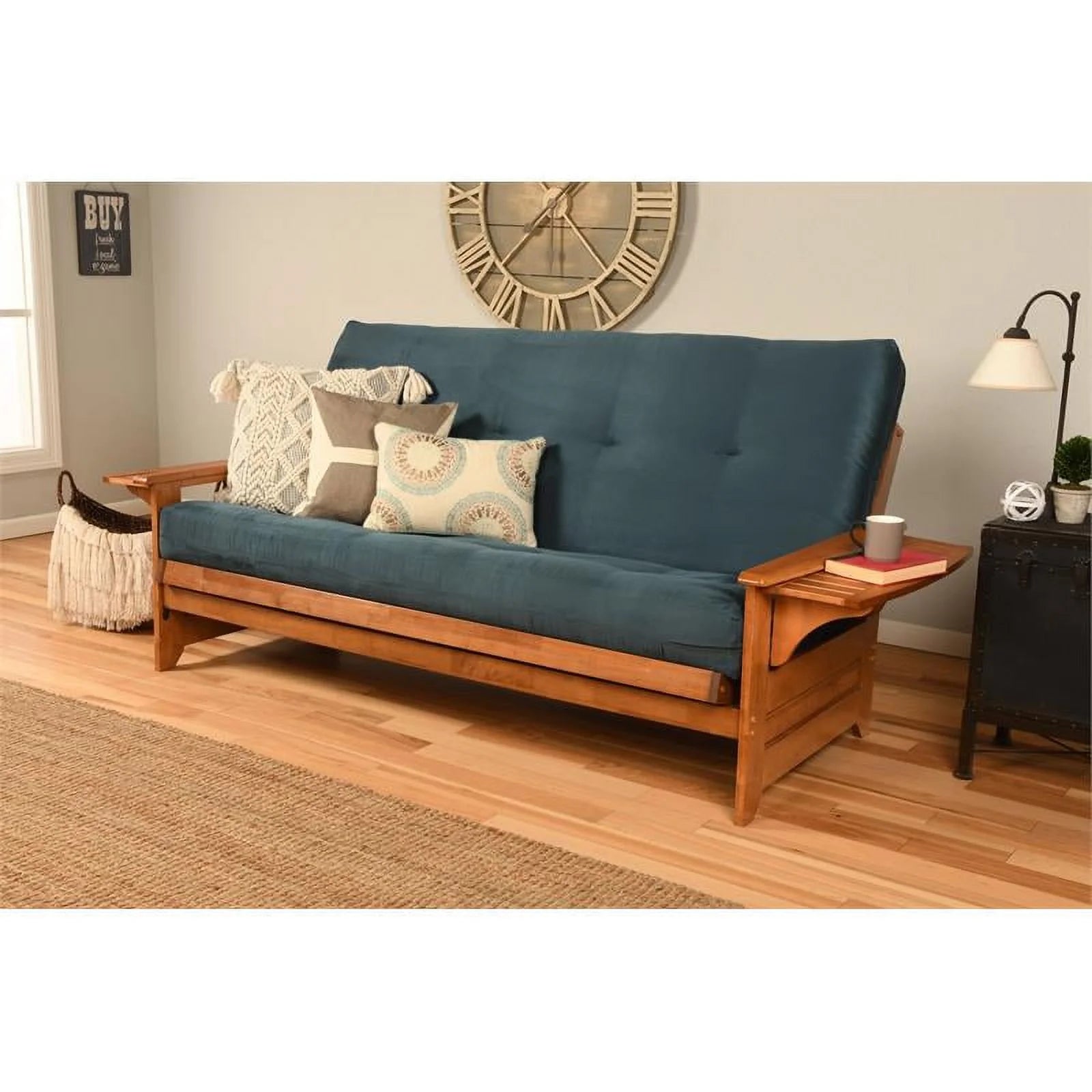 Blue Suede Fabric Futon Mattress L891