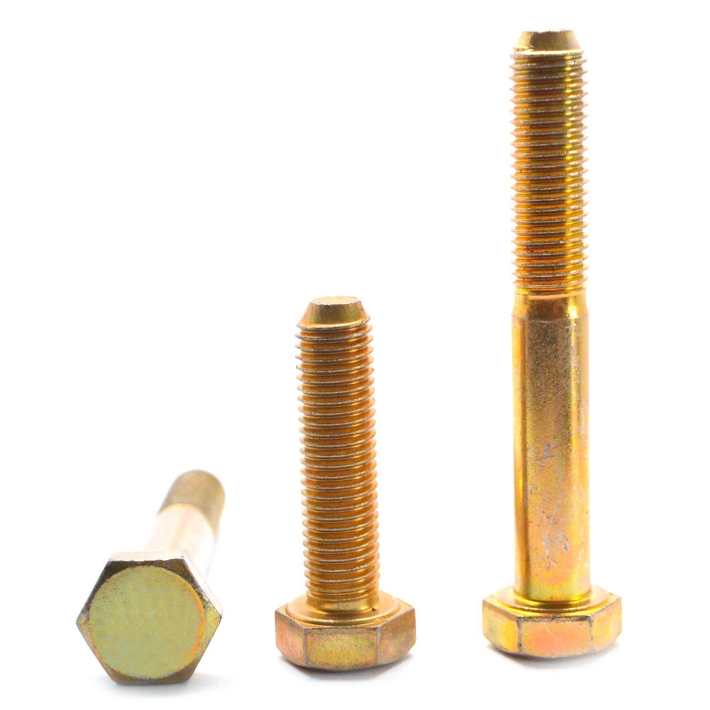 1/2-13 x 4 1/4 Coarse Thread Hex Cap Screw - USA Alloy Steel Yellow Zinc Plated D77058