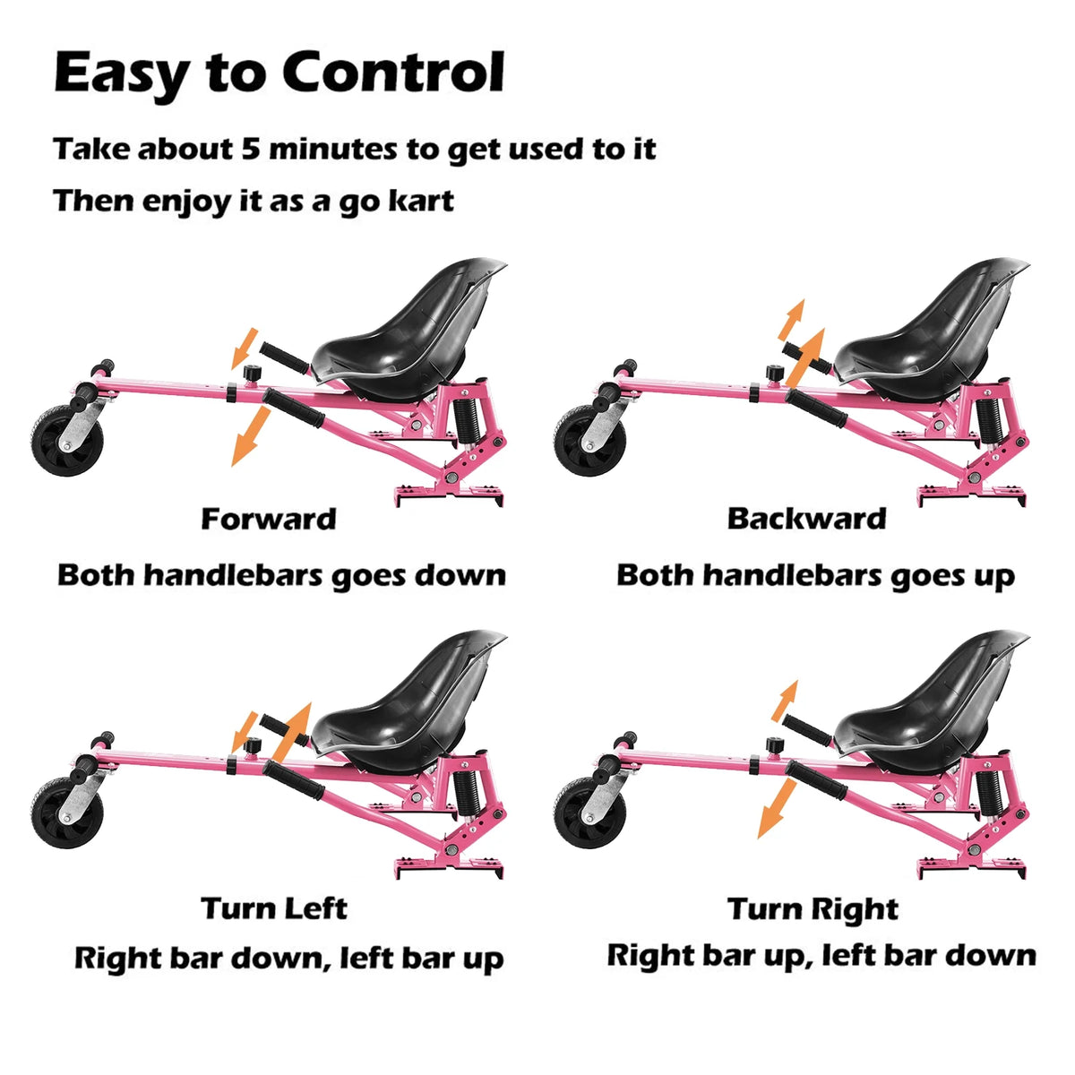 Pink Hoverboard Go Kart Seat Attachment Conversion Kit F88348