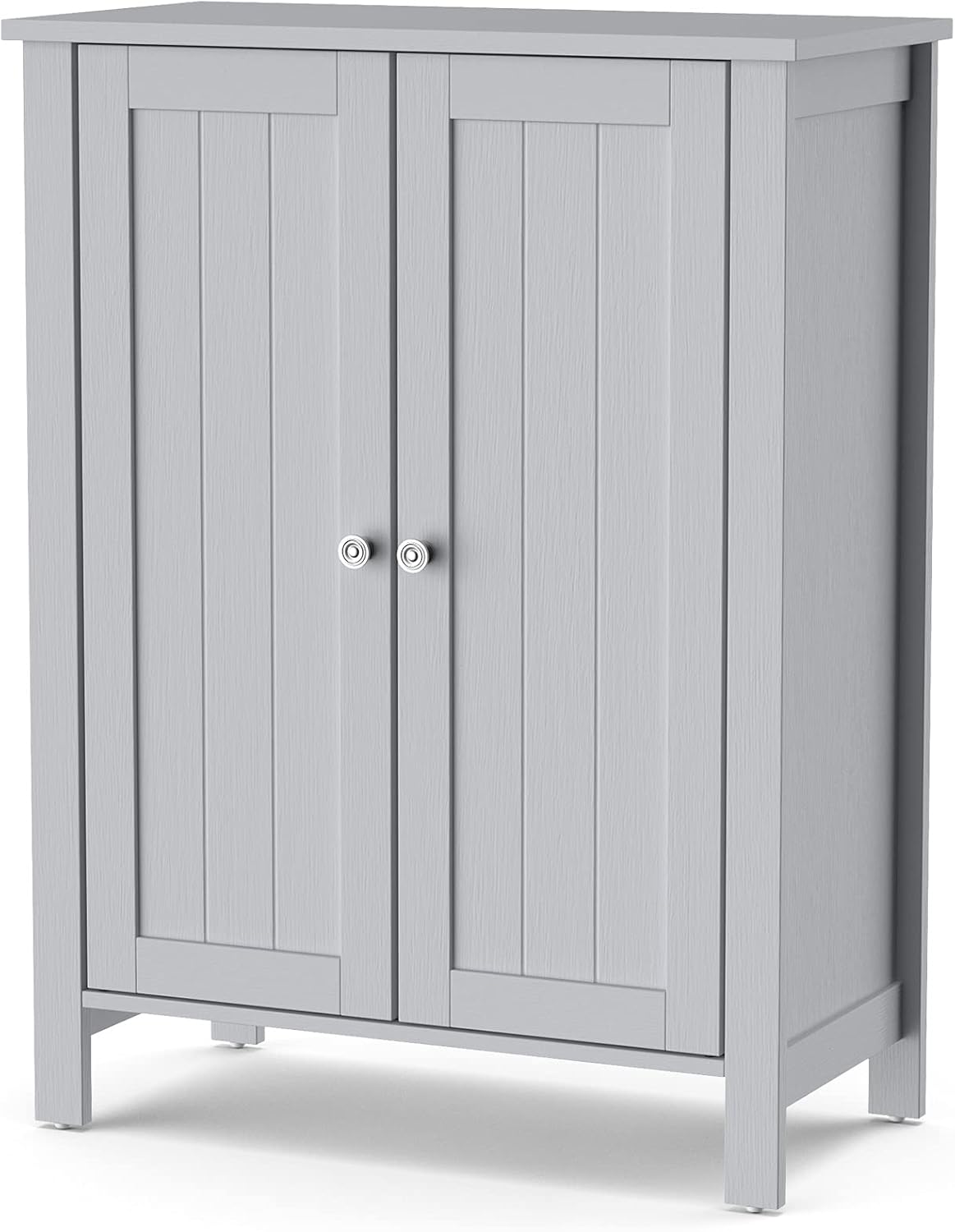 White 3 Tier Bathroom Floor Cabinet with Double Door L251323