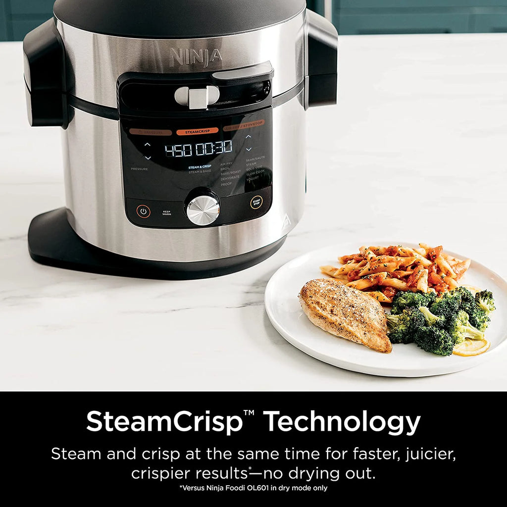 Open Box 8 Qt Pressure Cooker Steam Fryer with SmartLid Silver Q6066