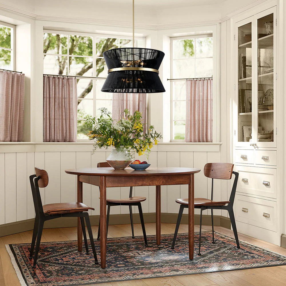 8-Light Farmhouse Bleached Natural Rope Chandelier O8504