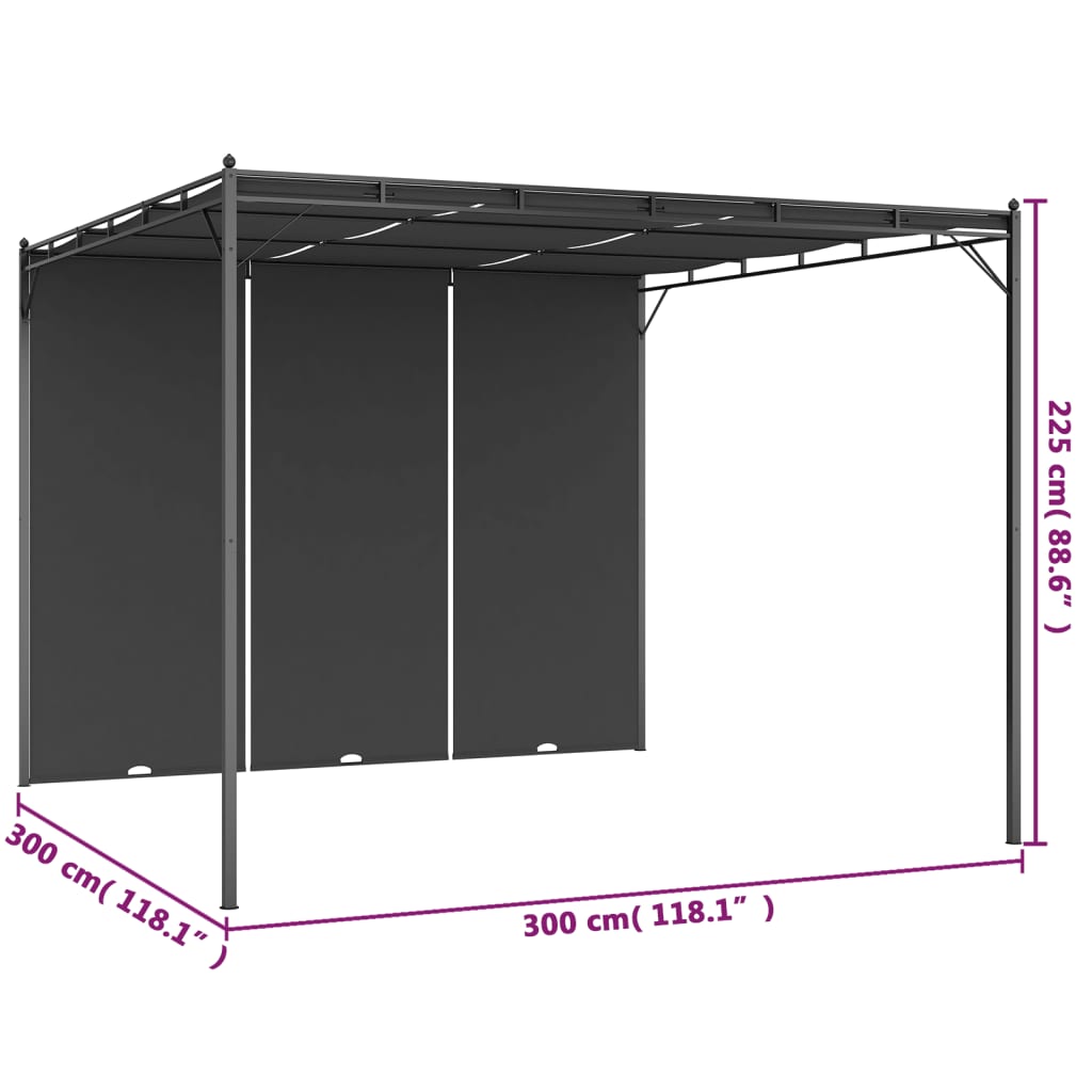 Garden Gazebo with Side Curtain 118.1"x118.1"x88.6" Anthracite M8261