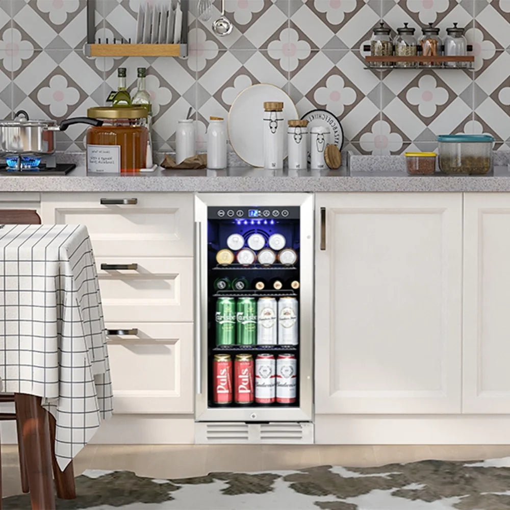 Freestanding Beverage Refrigerator Stainless Steel 120-Can Capacity C641104