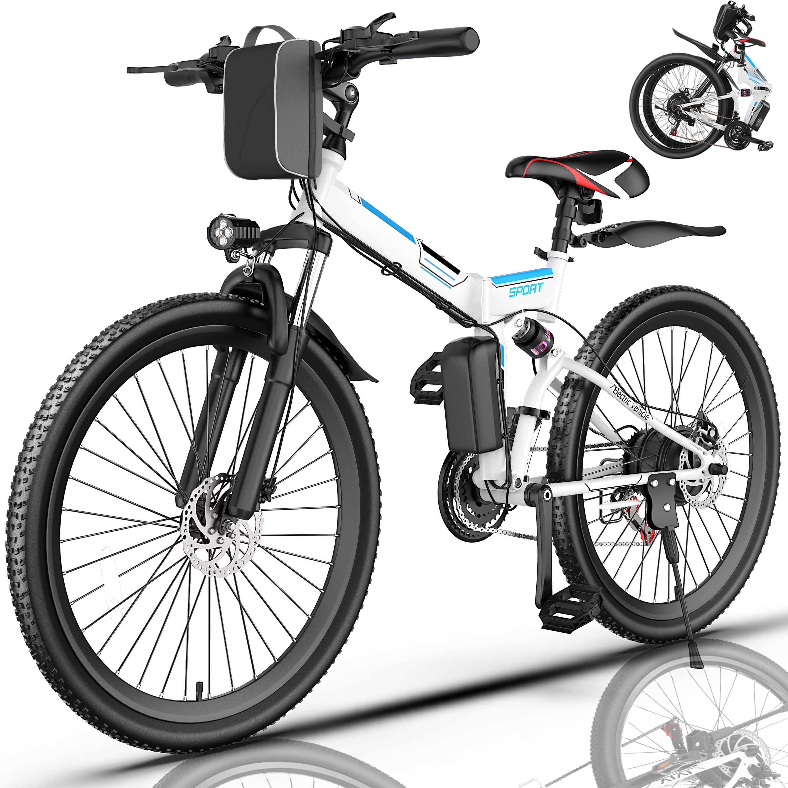 Folding Electric Mountain Bike with Removable Lithium-Ion Battery W84091