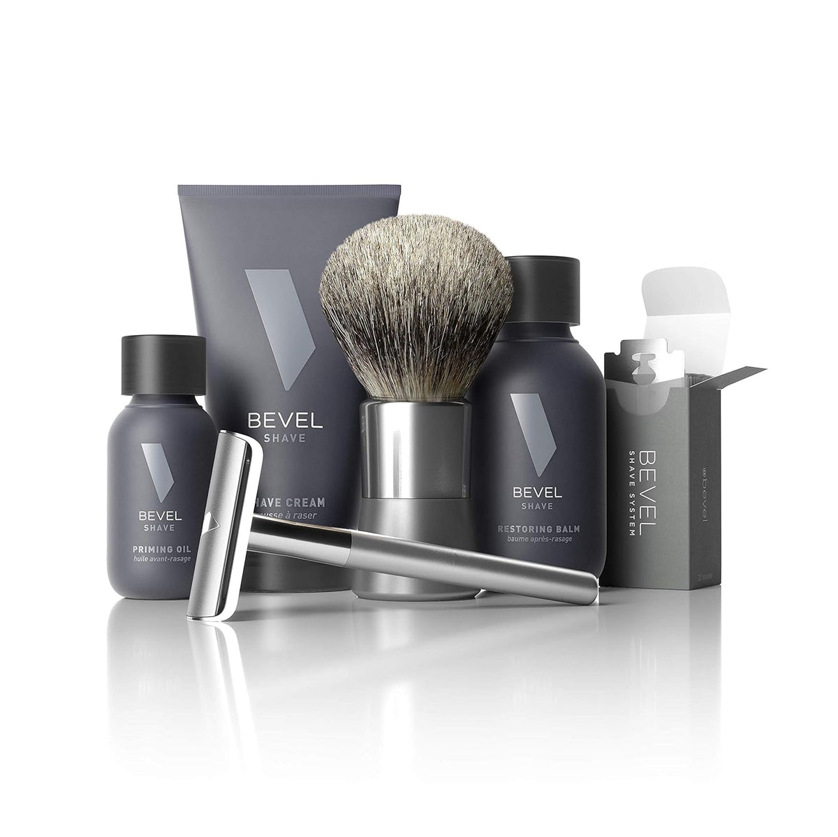 Shaving Kit with Safety Razor, Shaving Brush, Shave Creams, Oil, Balm and 20 Blades Z7890