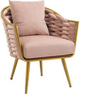 Beige Velvet Accent Chair with Pillow O563521