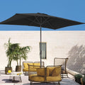 Black 6x9ft Outdoor Patio Market Umbrella with Polyester Canopy W182
