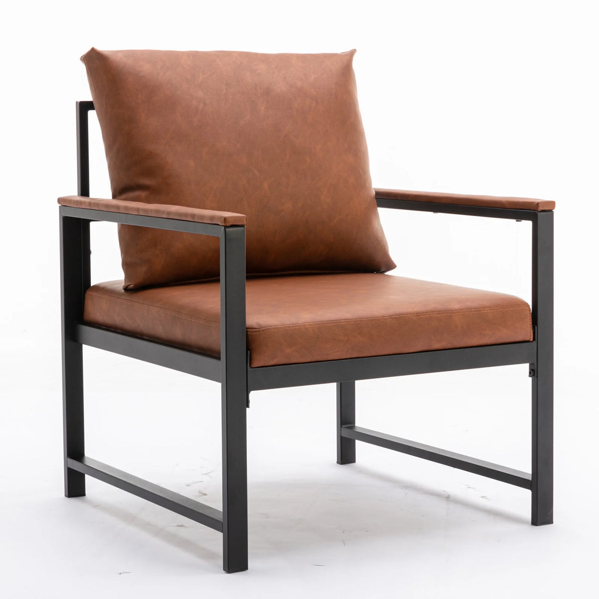 Orange Faux Leather Accent Chair with Black Metal Frame M818