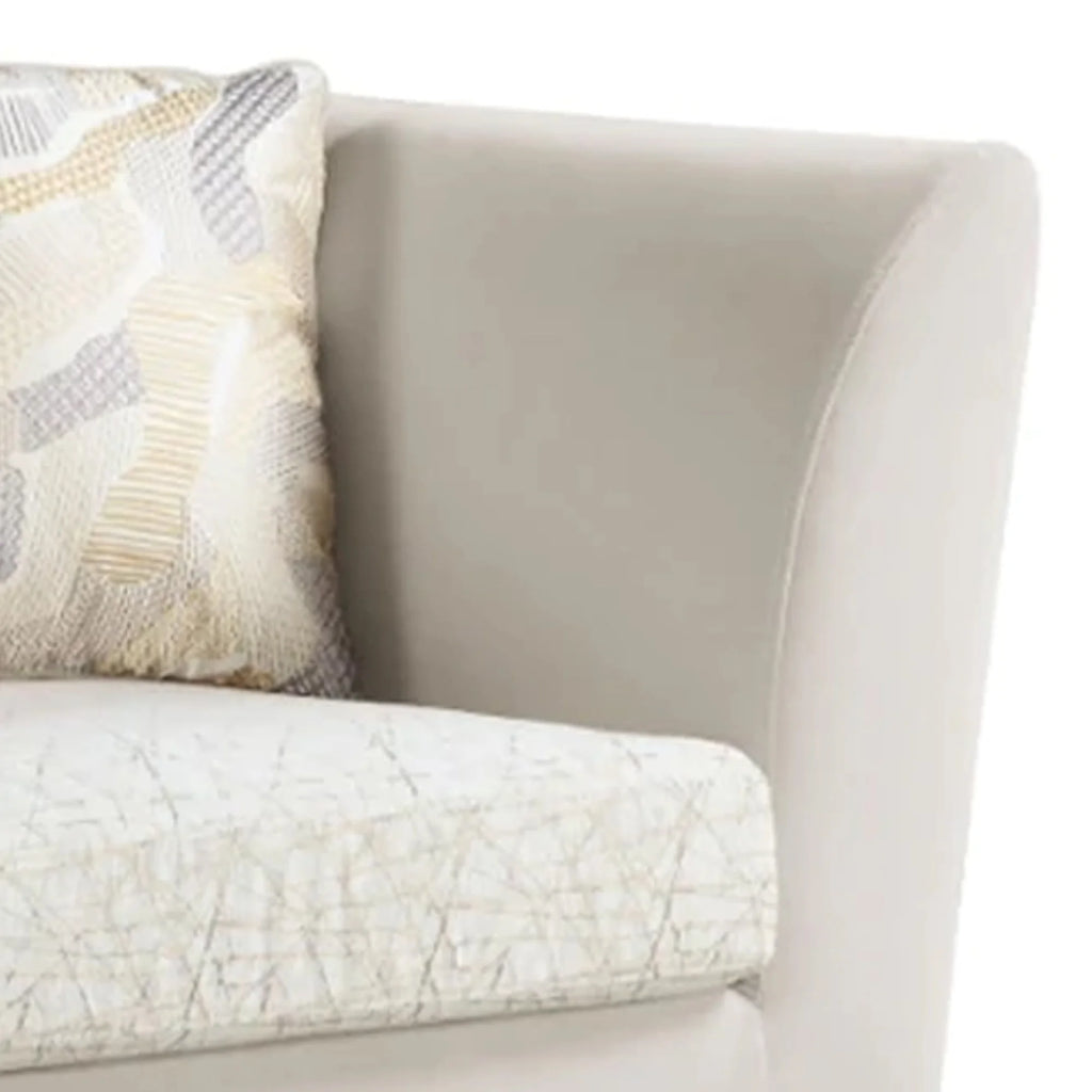 Beige Velvet Loveseat Sofa with Metal Legs Q11666
