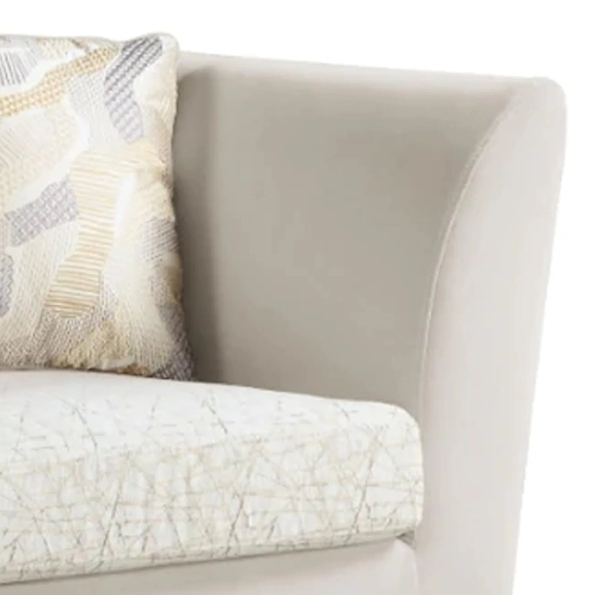 Beige Velvet Loveseat Sofa with Metal Legs Q11666