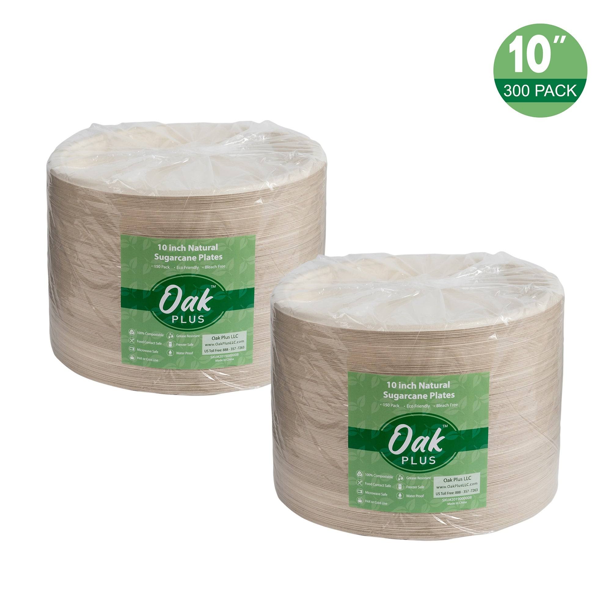 300 Pack Natural Compostable Sugarcane Plates N63920