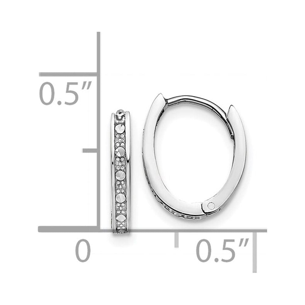 14 Karat White Gold Diamond-cut Hinged Hoop Earrings N894