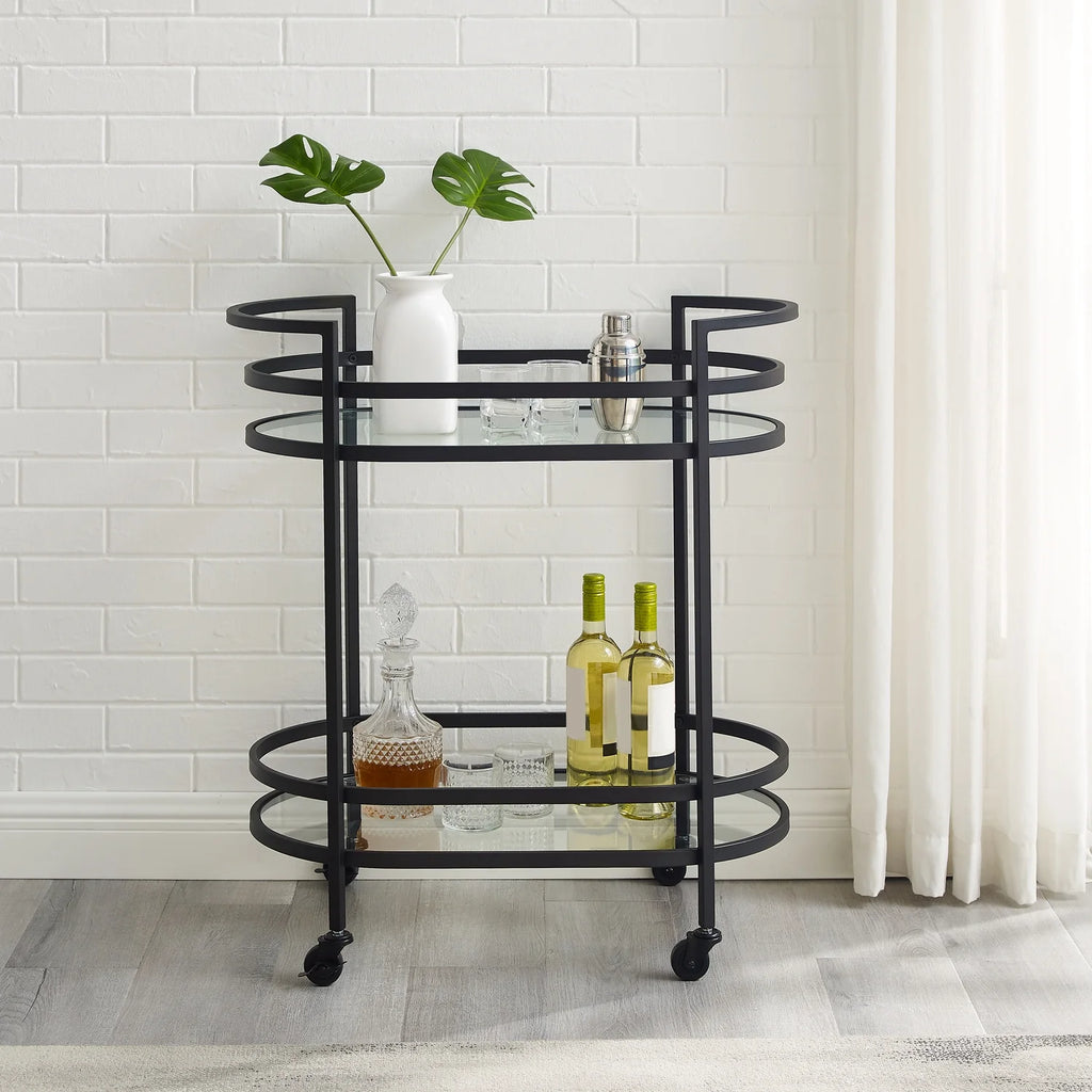 Matte Black Metal Bar Cart N5368