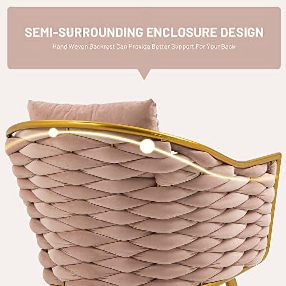 Beige Velvet Accent Chair with Pillow O563521