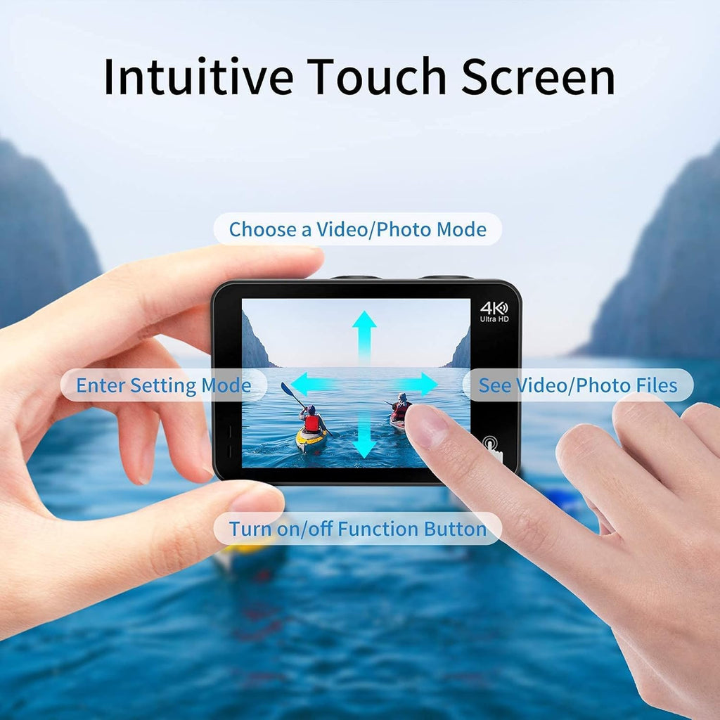 4K30FPS WiFi Action Camera Waterproof Sports Camera with Dual Touch Screen Display M157
