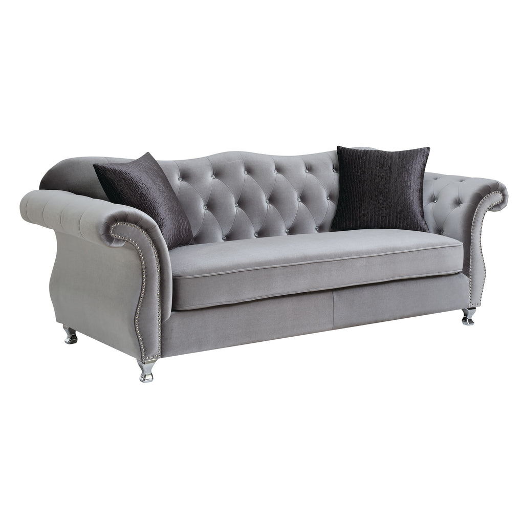 Silver Upholstered Tufted Living Room Set U463469