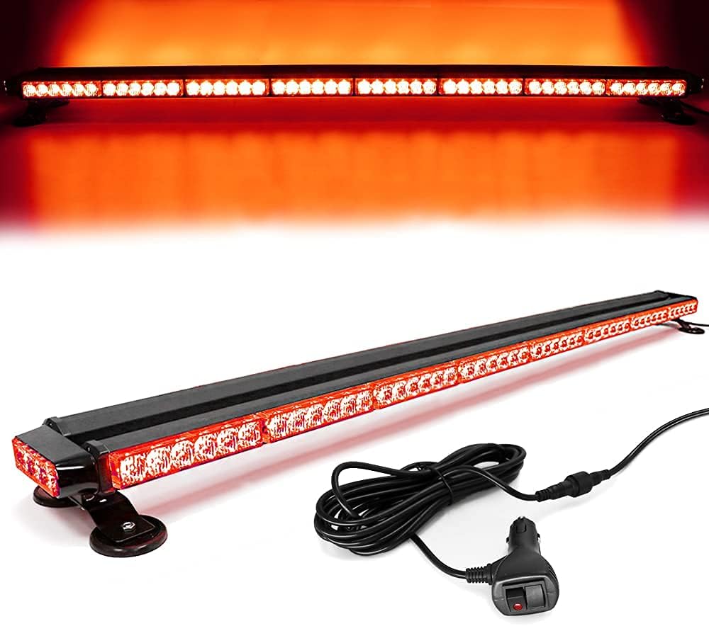 Amber Yellow 38" 78 LED Emergency Warning Strobe Light Bar with Magnetic Base O83896