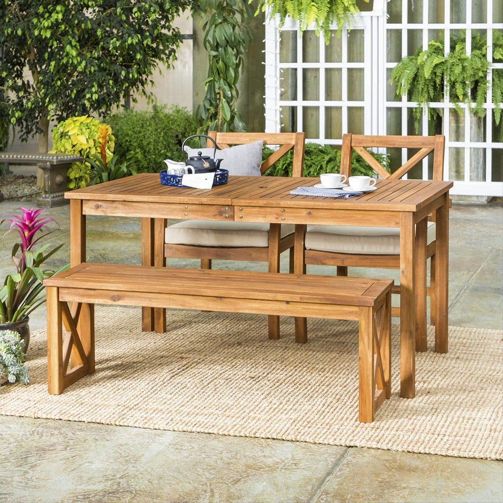 Brown Slatted Outdoor Dining Table L823