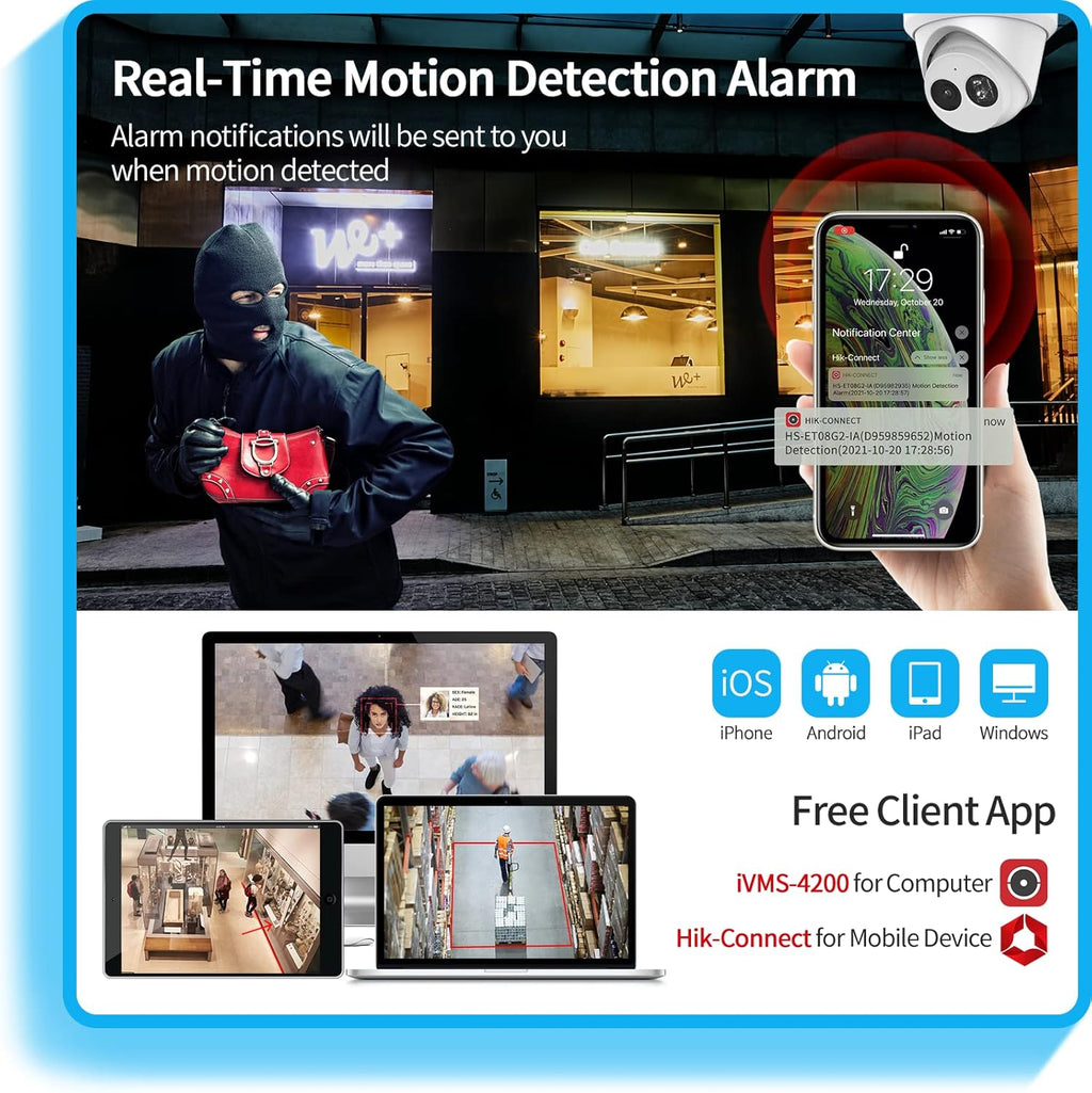 4K PoE Turret IP Camera with 2.8mm Lens, Night Vision, IP67 Waterproof V80958