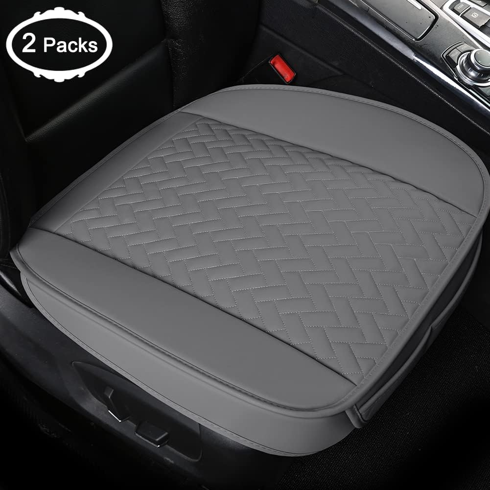 2 Pack Black PU Leather Front Car Seat Bottom Covers Pad Mat N9222