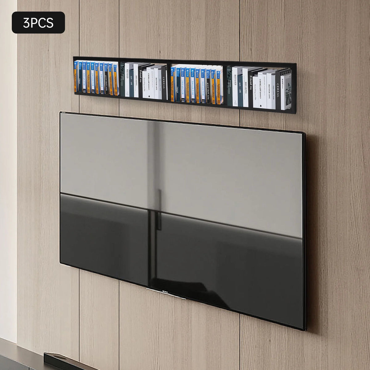 Black Iron Wall Mount CD DVD Media Rack Storage Shelf D2180