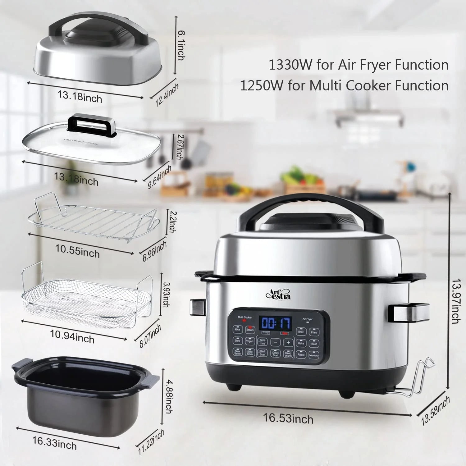 12-in-1 Multi Cooker with 6.5 QT Removable Cooking Bowl F7055