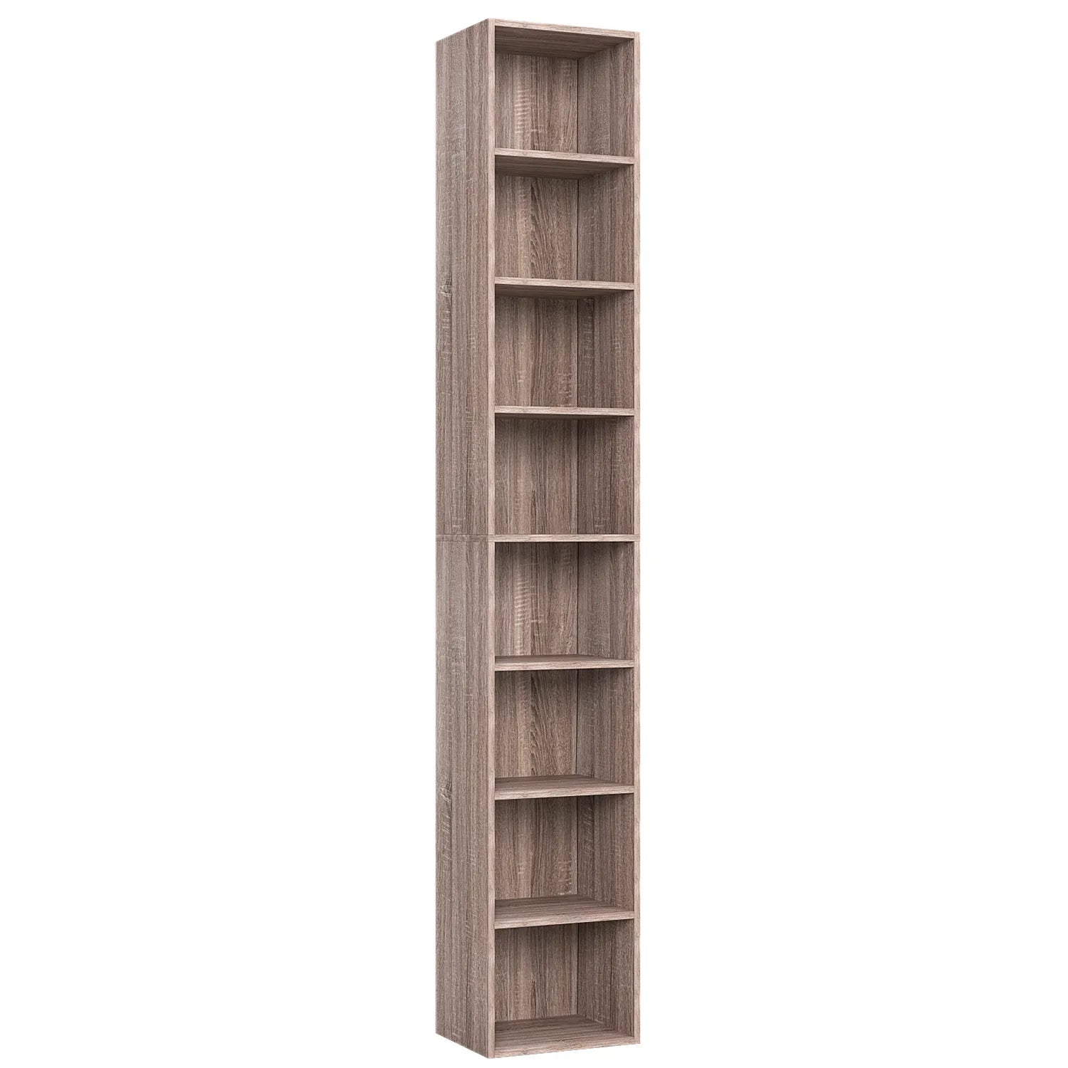 Dark Oak 8 Shelves Narrow Bookcase K2323