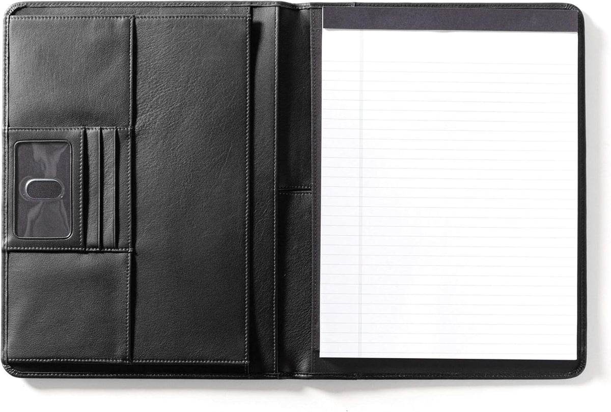 Cognac Full Grain Leather Portfolio with Clear ID Window H208