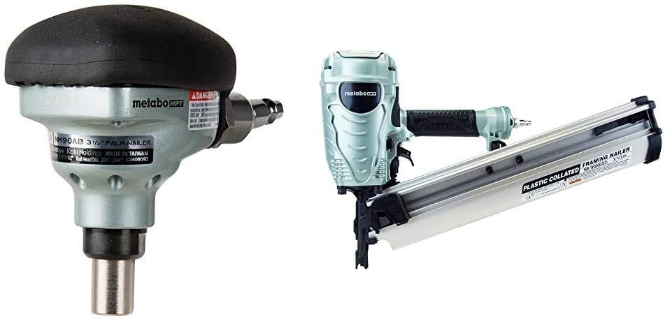 3-1/2" Palm Nailer with 1 gallon Quiet Air Compressor & Air Nailer Hose D139405