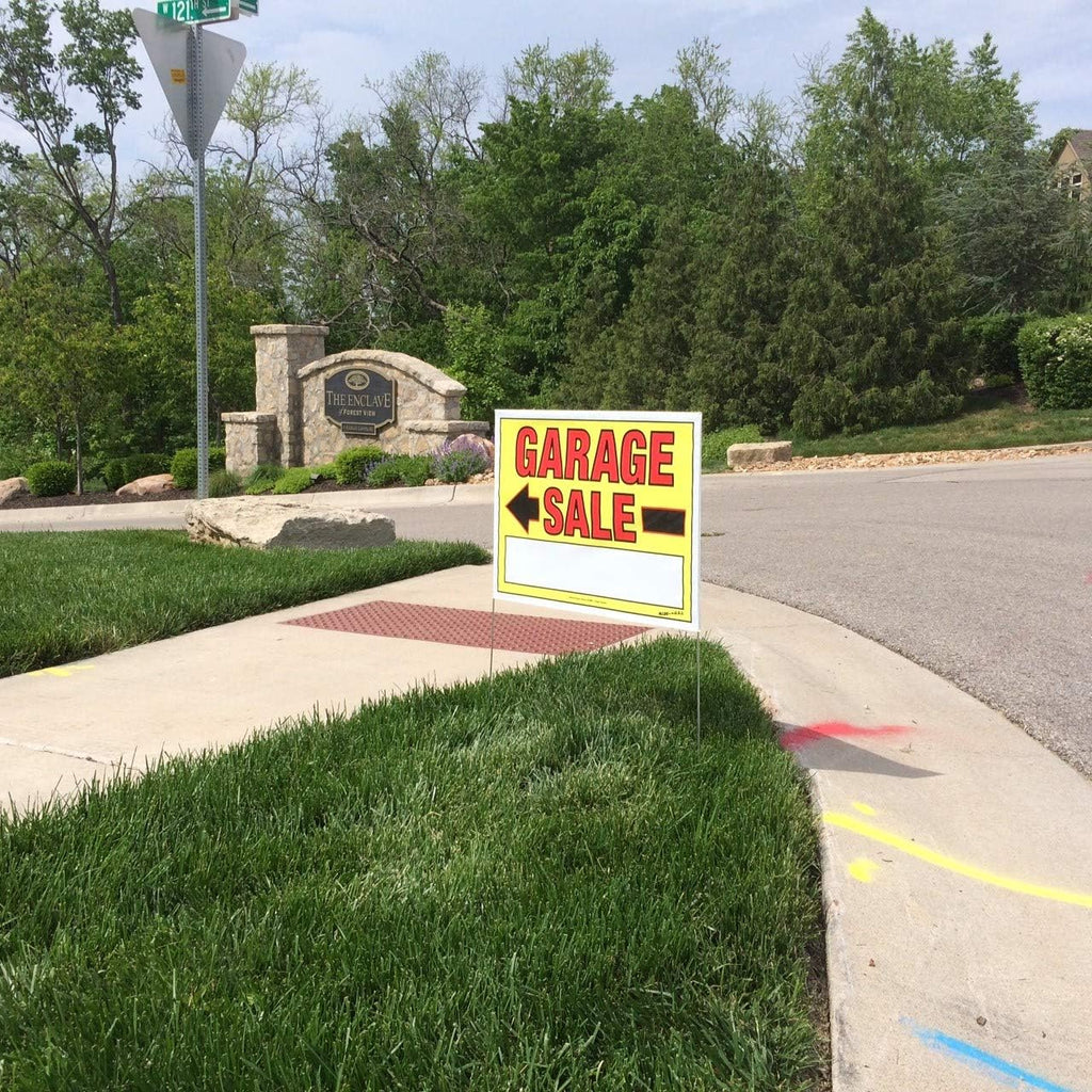 Garage Sale Sign with metal U-Stake, Double Sided, 22" x 32", 10 Pack Z60062