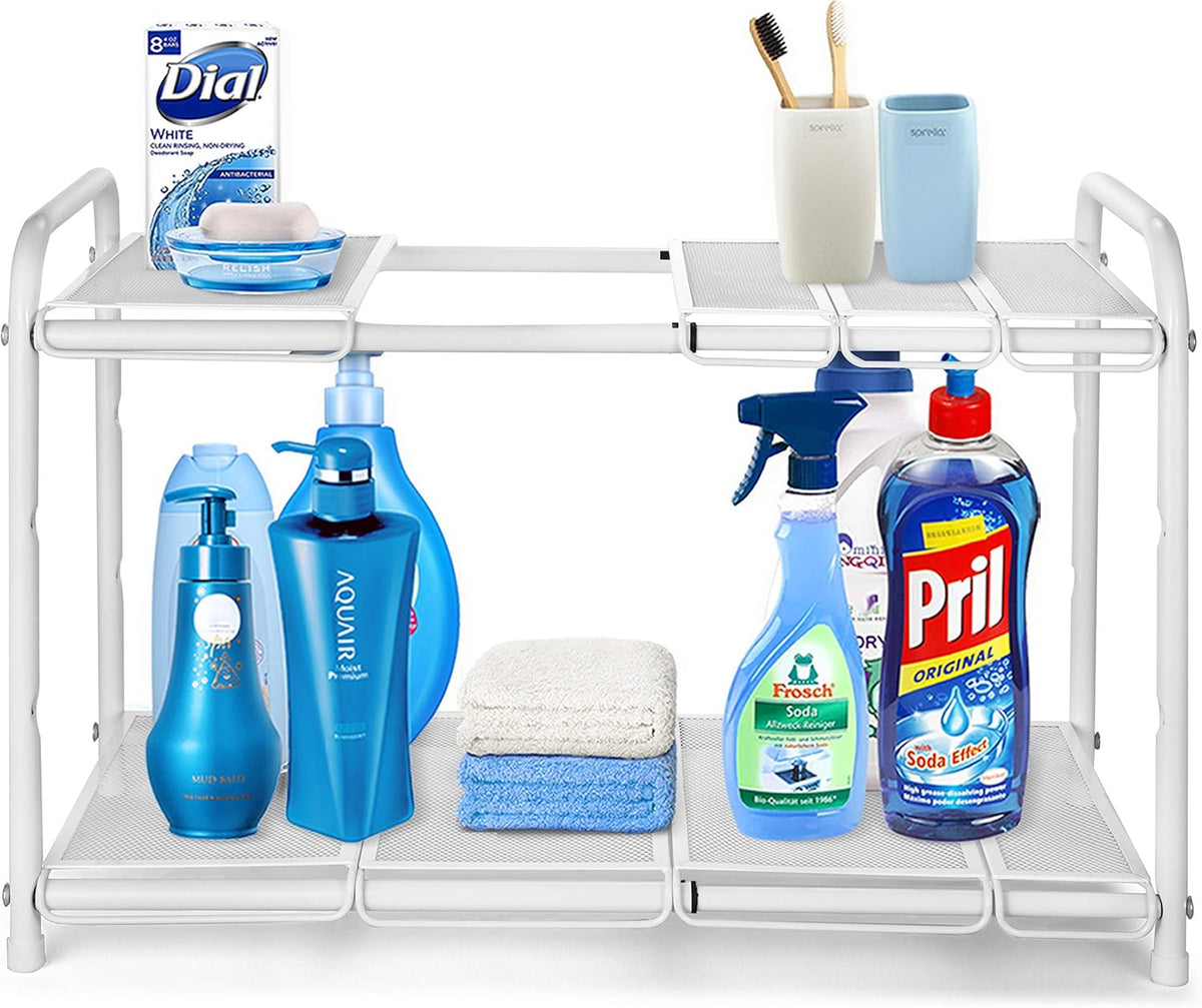 Bronze 2-Tier Expandable Under Sink Shelf Organizer Rack E354097