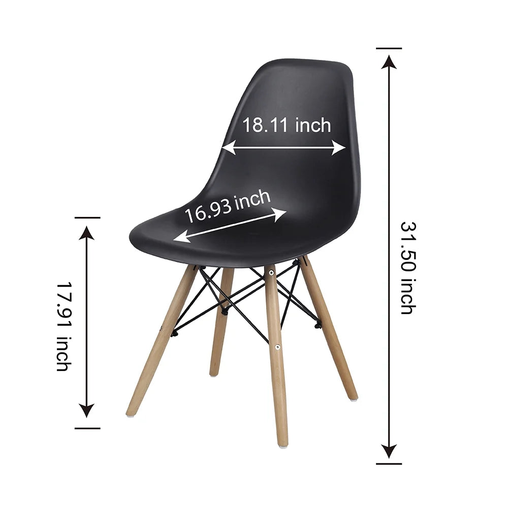 Black Plastic Armless Dining Chair Wood Leg, Set of 2 C960