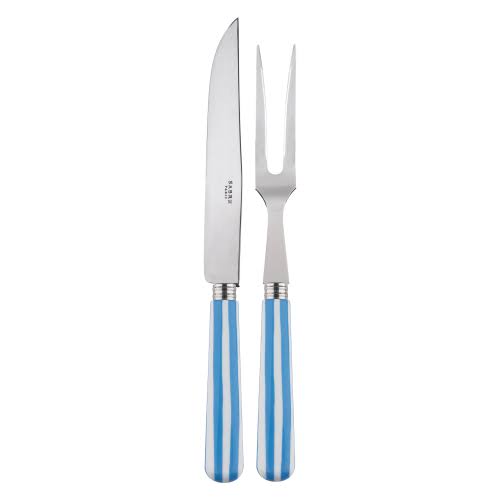 White Stripe Light Blue Carving Set M38972