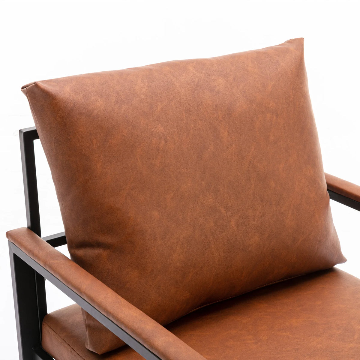 Orange Faux Leather Accent Chair with Black Metal Frame M818