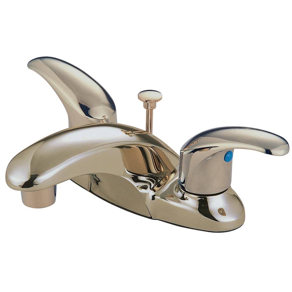 Satin Nickel Chrome Two-Handle Centerset Lavatory Faucet with Pop-Up N176