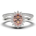 2.00 Carat Oval Cut Morganite And Diamond Engagement Ring in 10k Solid White Gold H300
