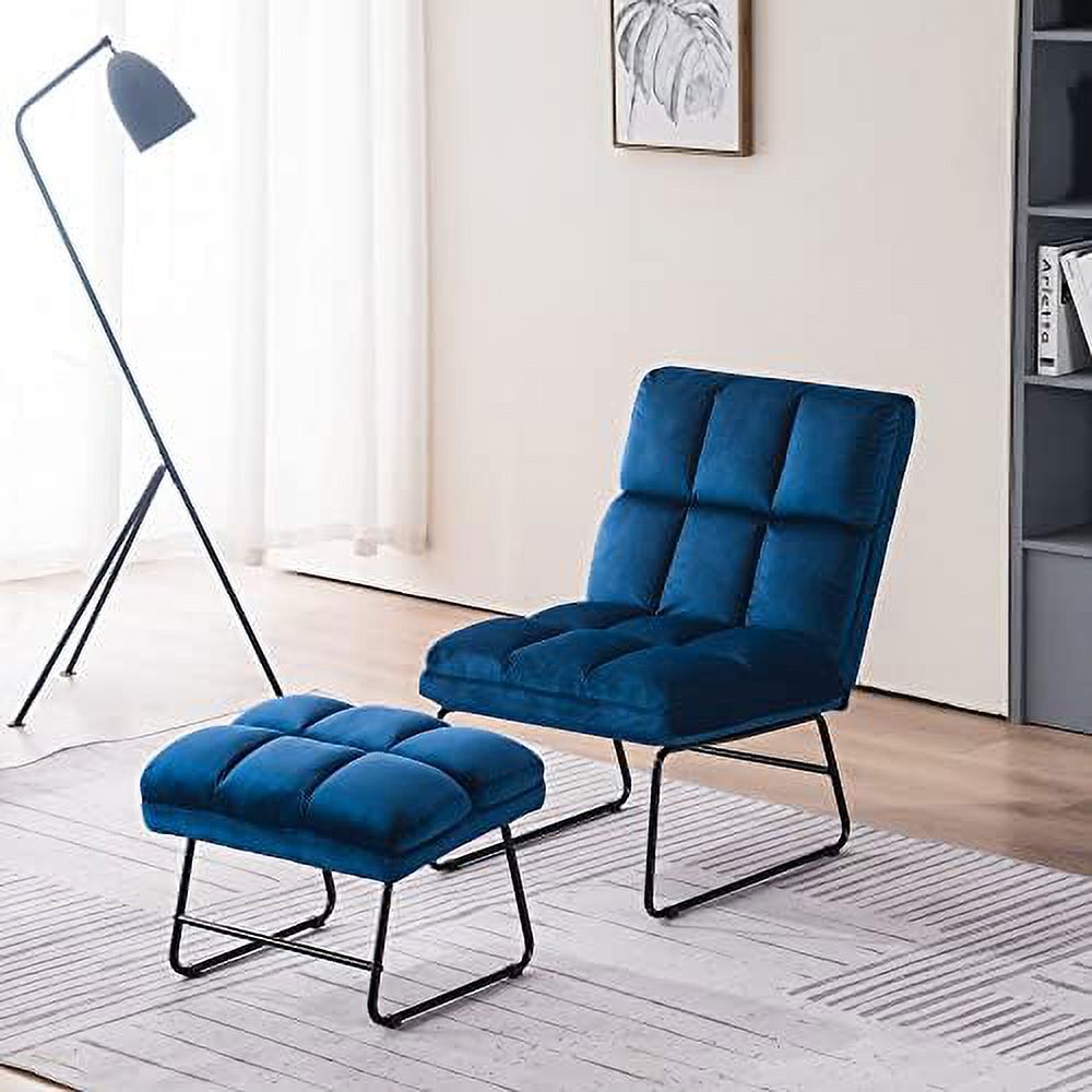 Dark Grey Velvet Accent Chair with Ottoman Y801