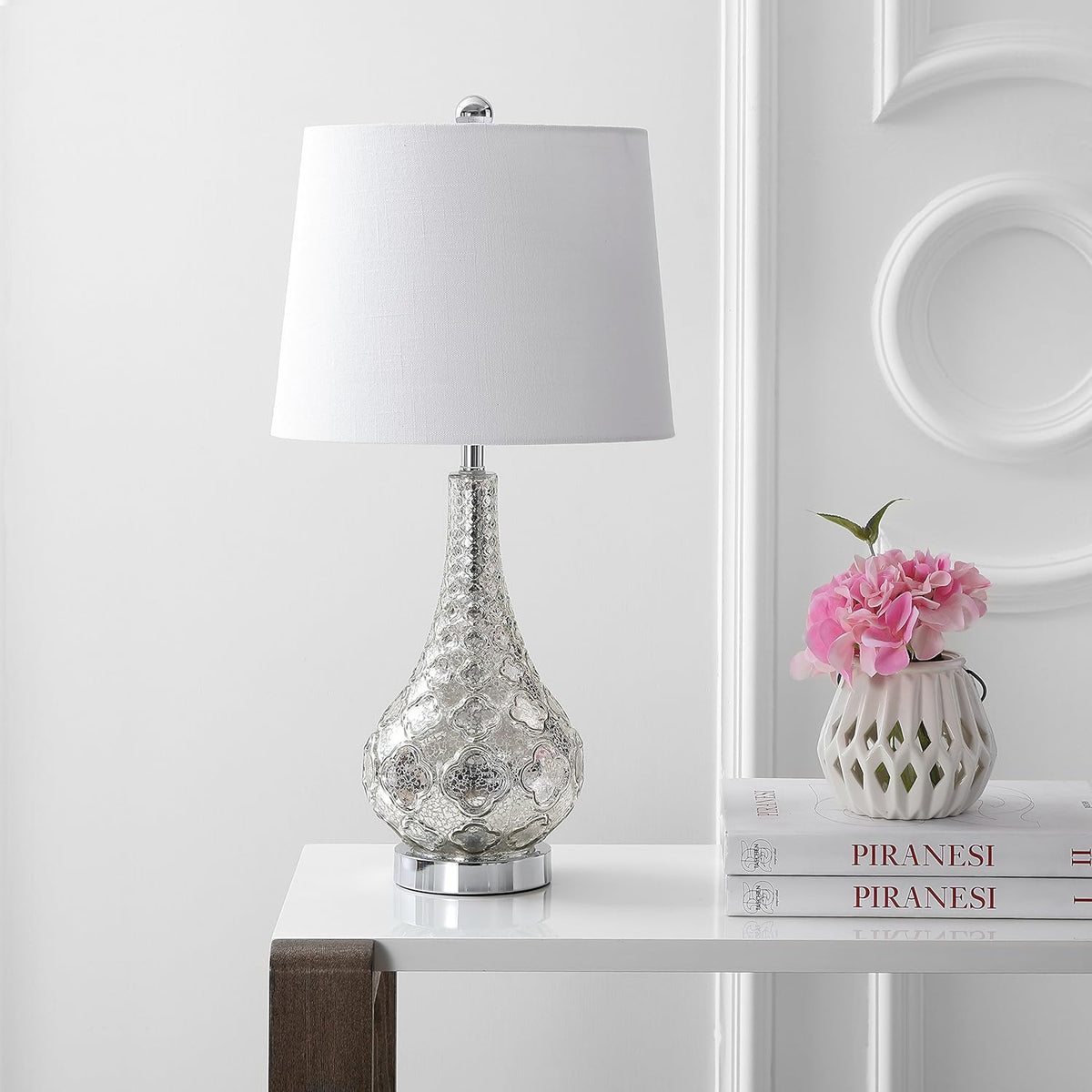 Mercury Silver Glass LED Lamp T37262