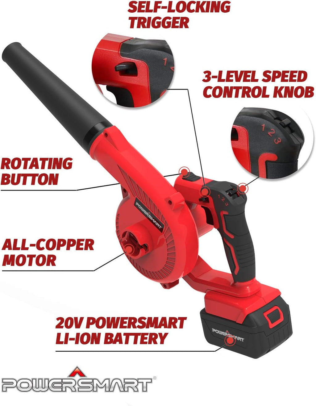 145 MPH Cordless Leaf Blower Battery & Charger Included Pack of 2 R825