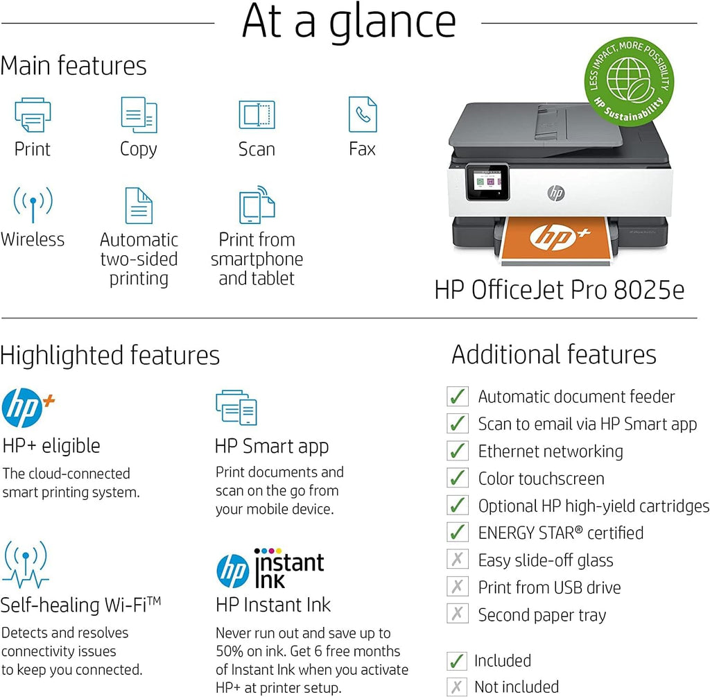 HP OfficeJet Pro 8025e All-in-One Wireless Color Inkjet Printer Z769