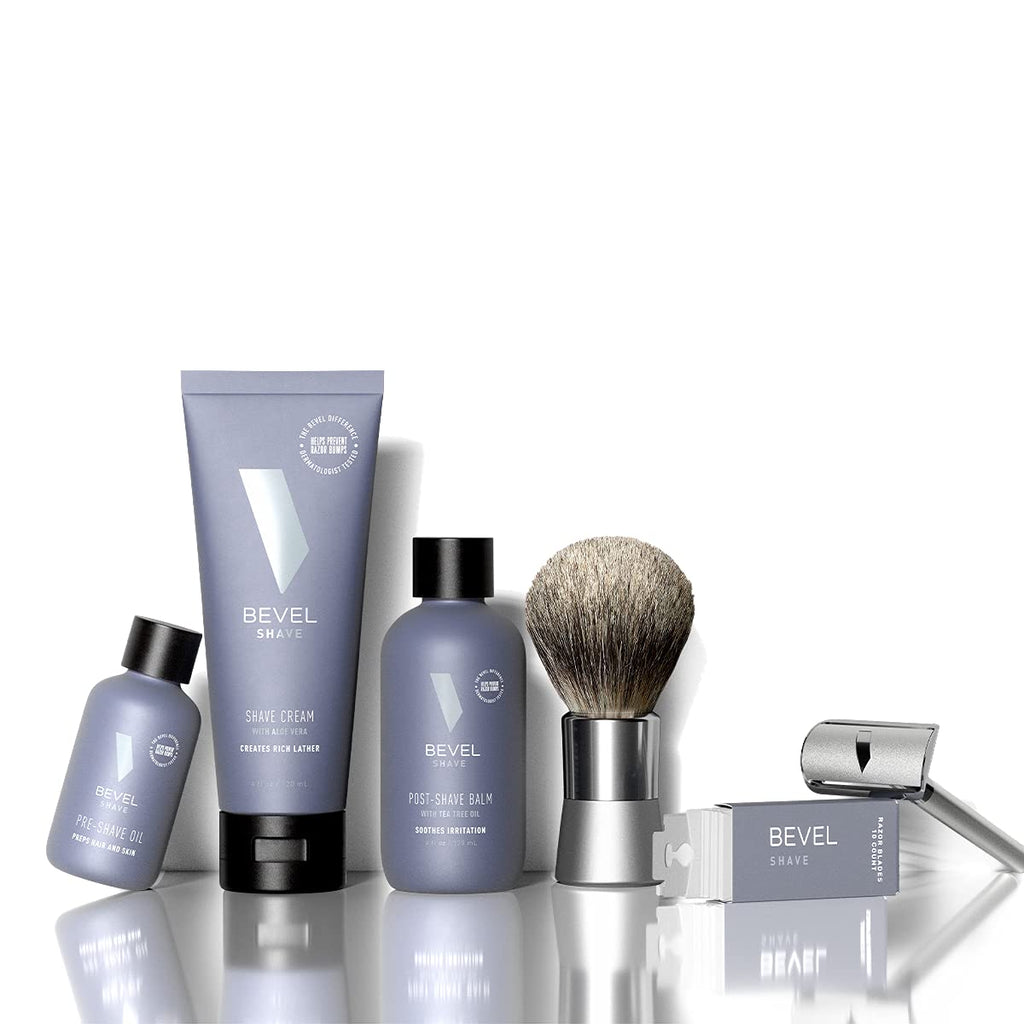Shaving Kit with Safety Razor, Shaving Brush, Shave Creams, Oil, Balm and 20 Blades Z7890