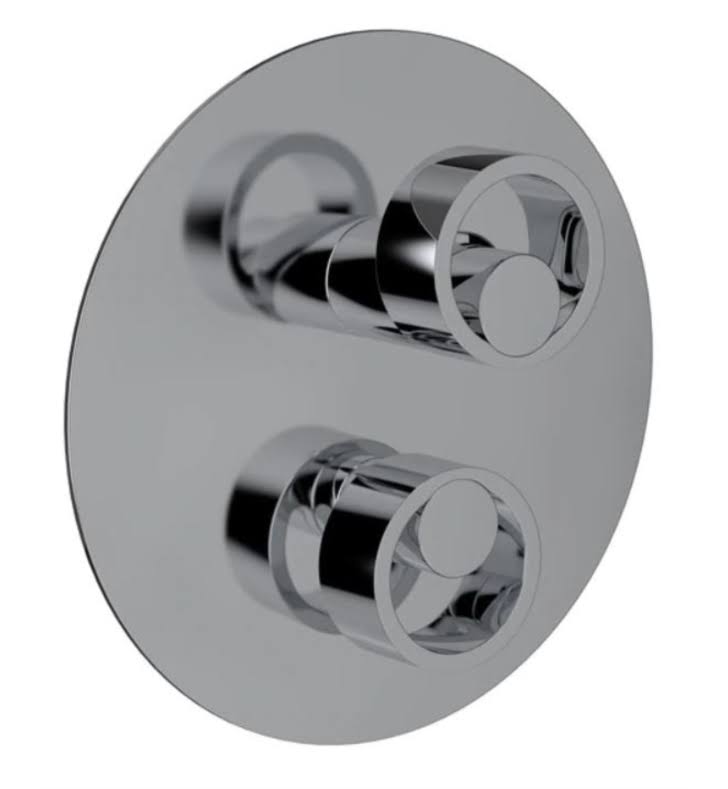Satin Nickel and Satin Gold Pressure Balance Trim with Diverter with Circular Handle R2976