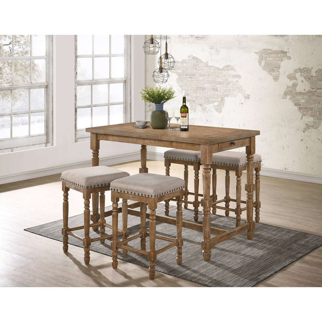 Weathered Oak Finish Counter Height Table J309