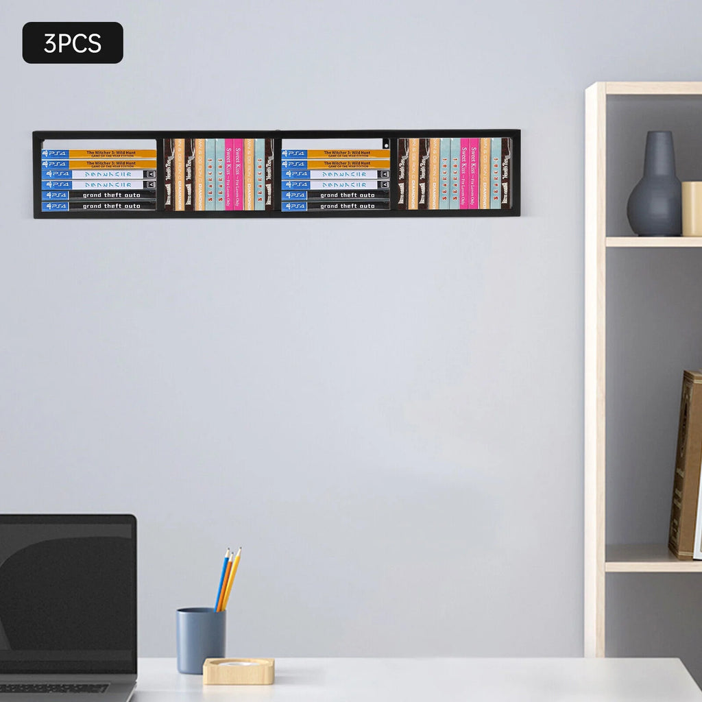 Black Iron Wall Mount CD DVD Media Rack Storage Shelf D2180